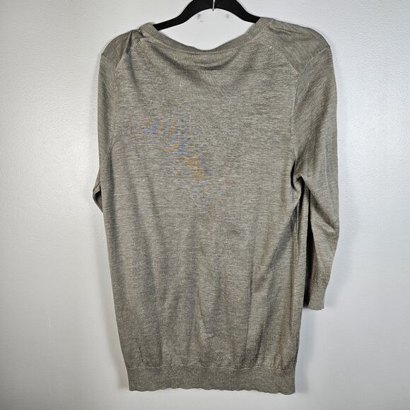 Ann Taylor Women’s Medium Silk Linen Blend Long-sleeved Button Cardigan - Picture 2 of 4